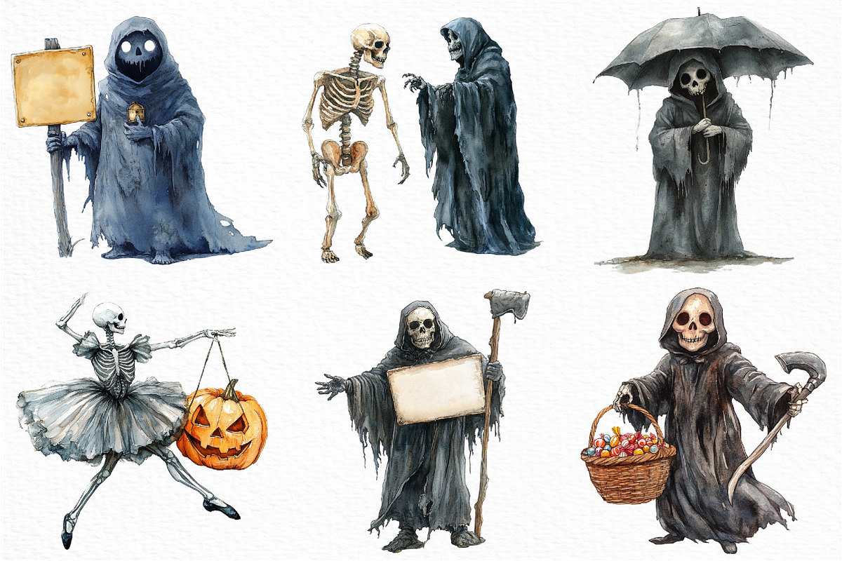 Halloween Funny Reaper Clipart, an Illustration by Craft Nest (Photo 5 of 6)