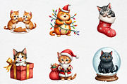 Christmas Funny Cats Watercolor Clip, an Illustration by CrexoraLab (Thumbnail 3 of 5)