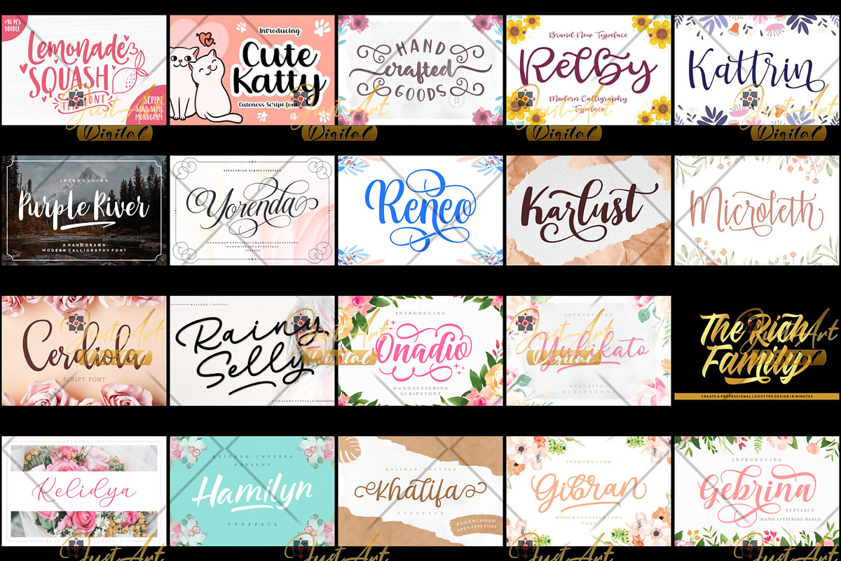 Wonderful Script Font Bundle, a Script Font by JustArtDigital (Photo 4 of 4)