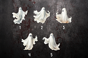 Vintage Ghost Watercolor Clipart, a Seasonal Illustration by Dreamy Little Graphics (Thumbnail 3 of 4)
