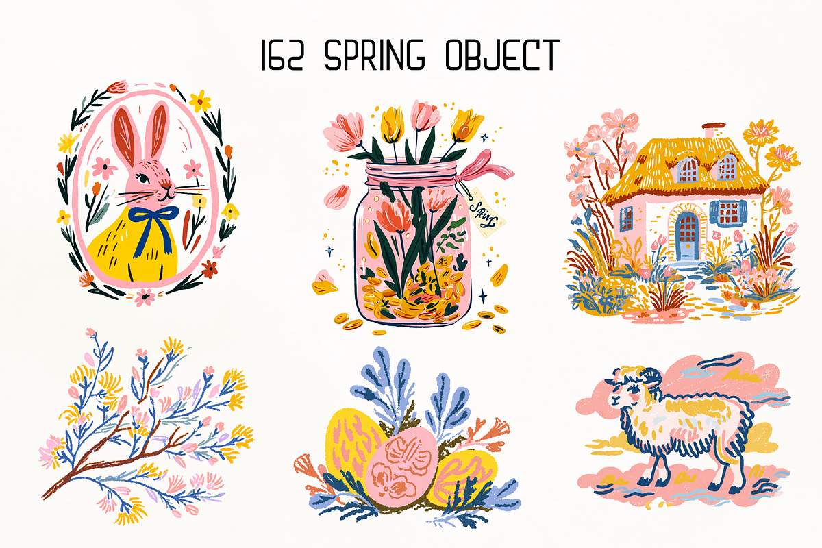 Whimsy Pastoral Spring & Easter Set, a Decorative Illustration by GiraffeCreative (Photo 3 of 21)