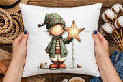 Whimsical Cute Christmas Elf Clipart, a Seasonal Illustration by designcity5 (Thumbnail 4 of 5)