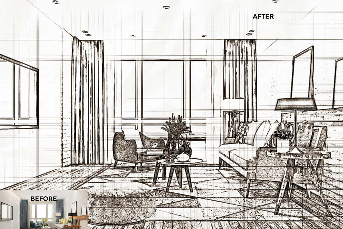 Architectural Pencil Sketch Pro, an Action Add-On by Studio Retouch (Photo 7 of 11)