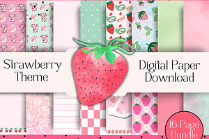 Strawberry Theme Digital Paper JPG
