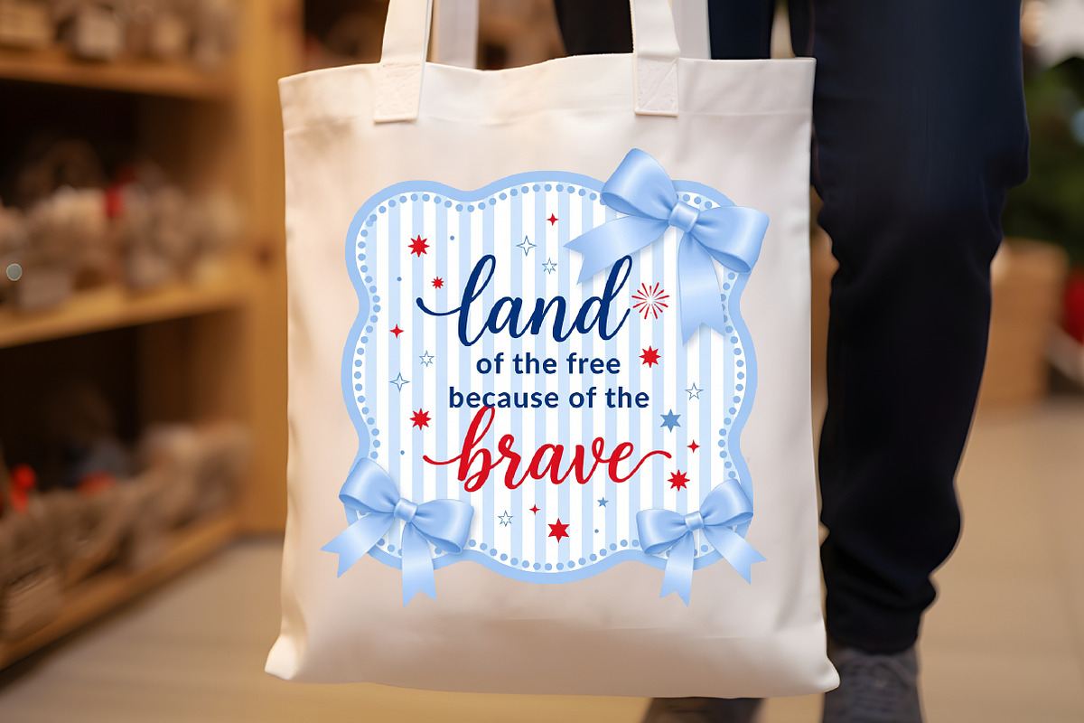 Preppy 4th of July Png, Land of Free, a Seasonal Illustration by Sublimation Artist (Photo 8 of 9)
