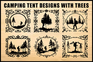 Black Framed Camping Tent Forest, an Object Graphic by Designer_Momina