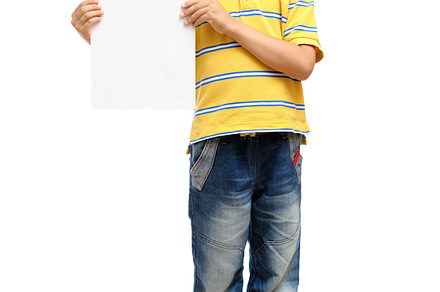 Happy boy holding blank poster preview 6