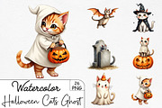 Halloween Cats Ghost Clipart, an Illustration by CrexoraLab (Thumbnail 1 of 5)