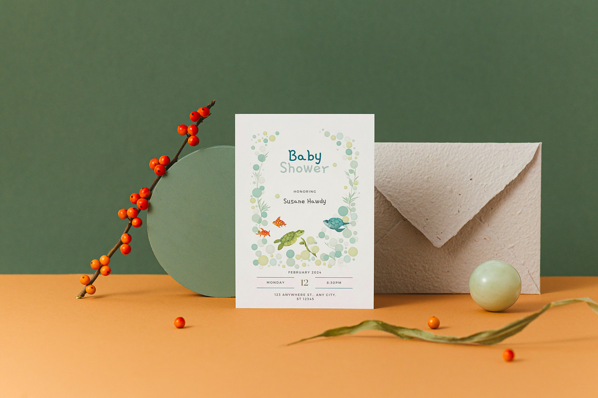 2 Canva Baby Shower Invitation, a Card Template by The Dark Matter Art (Photo 4 of 7)