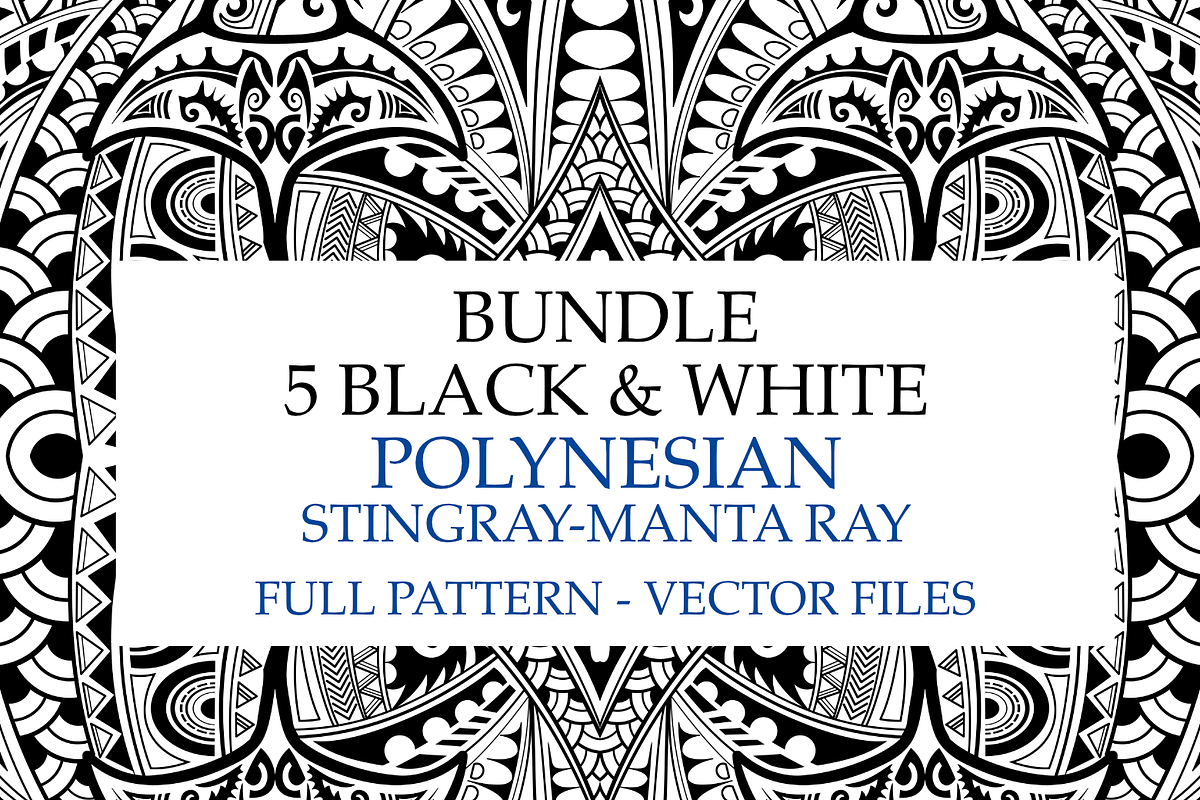 5 black & white Polynesian patterns, a Pattern Graphic by Natsuhisui (Photo 1 of 6)