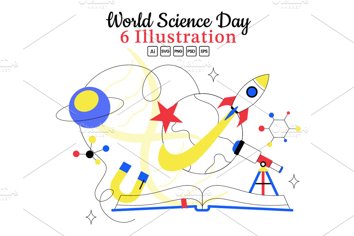 6 World Science Day Illustration, a Technology Illustration by denayunebgt (Photo 1 of 3)