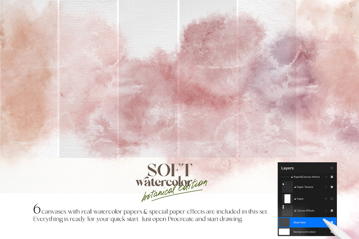 Watercolor Procreate brushes Botany, a Brush Add-On by Yuliya Derbisheva (Photo 7 of 13)