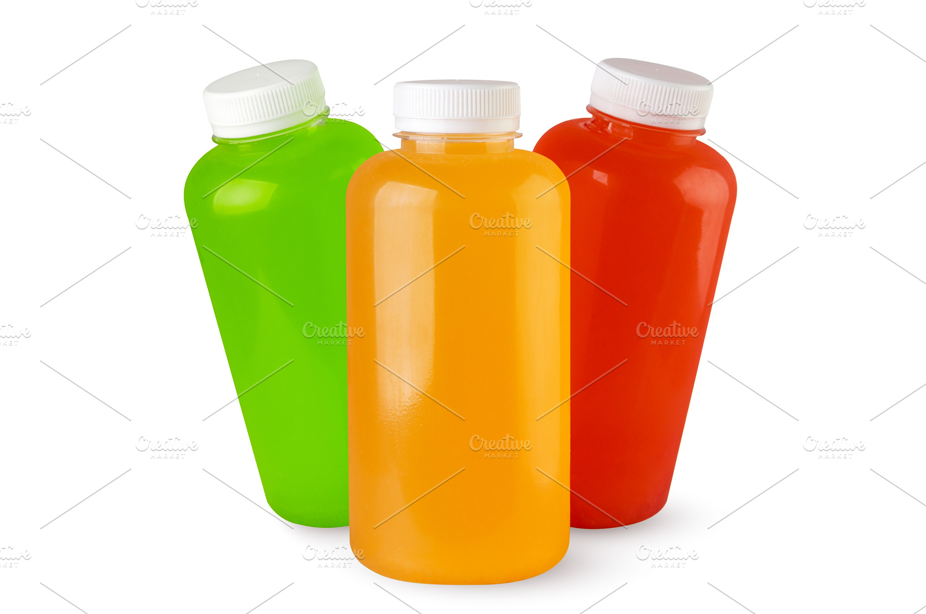 Three bottles of juice in bottles on, a Food & Drink Photo by innakreativ