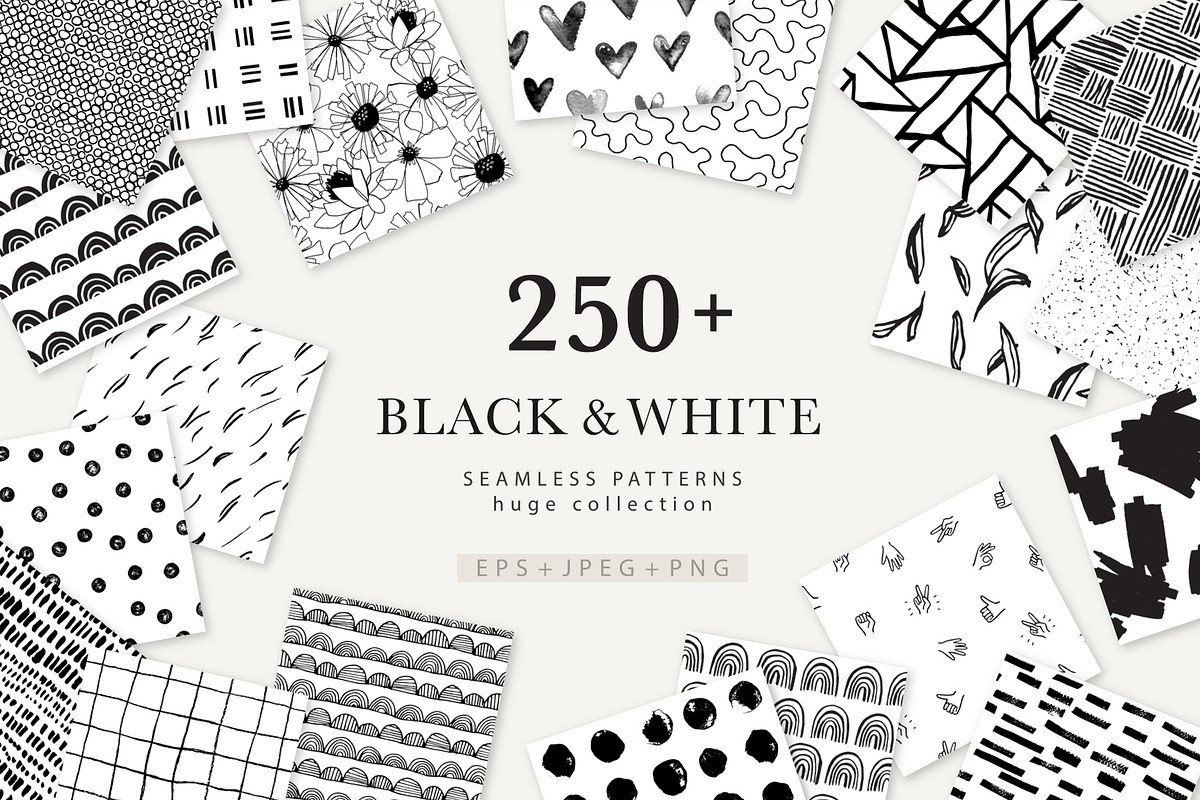 Black & White seamless patterns, a Pattern Graphic by Magnia (Photo 1 of 5)