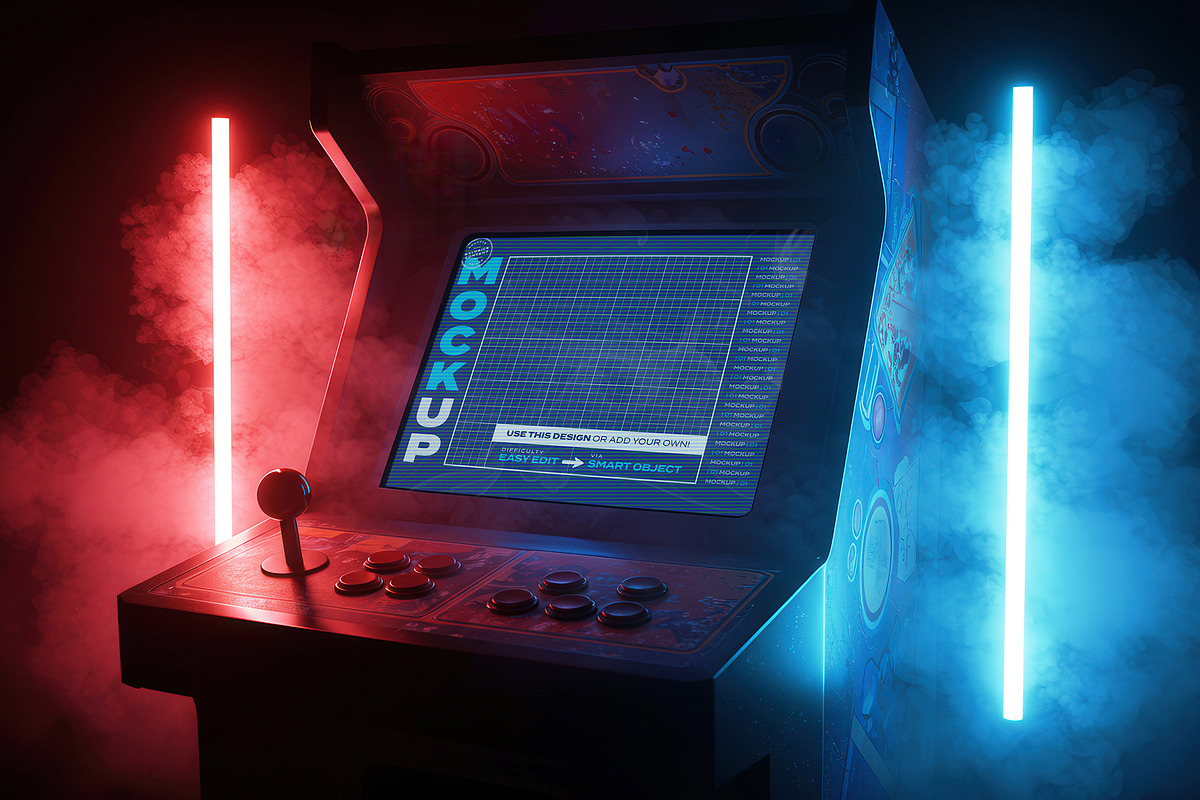 Retro Arcade Machine Screen Mockup, a Device Mockup by Luuqas Design