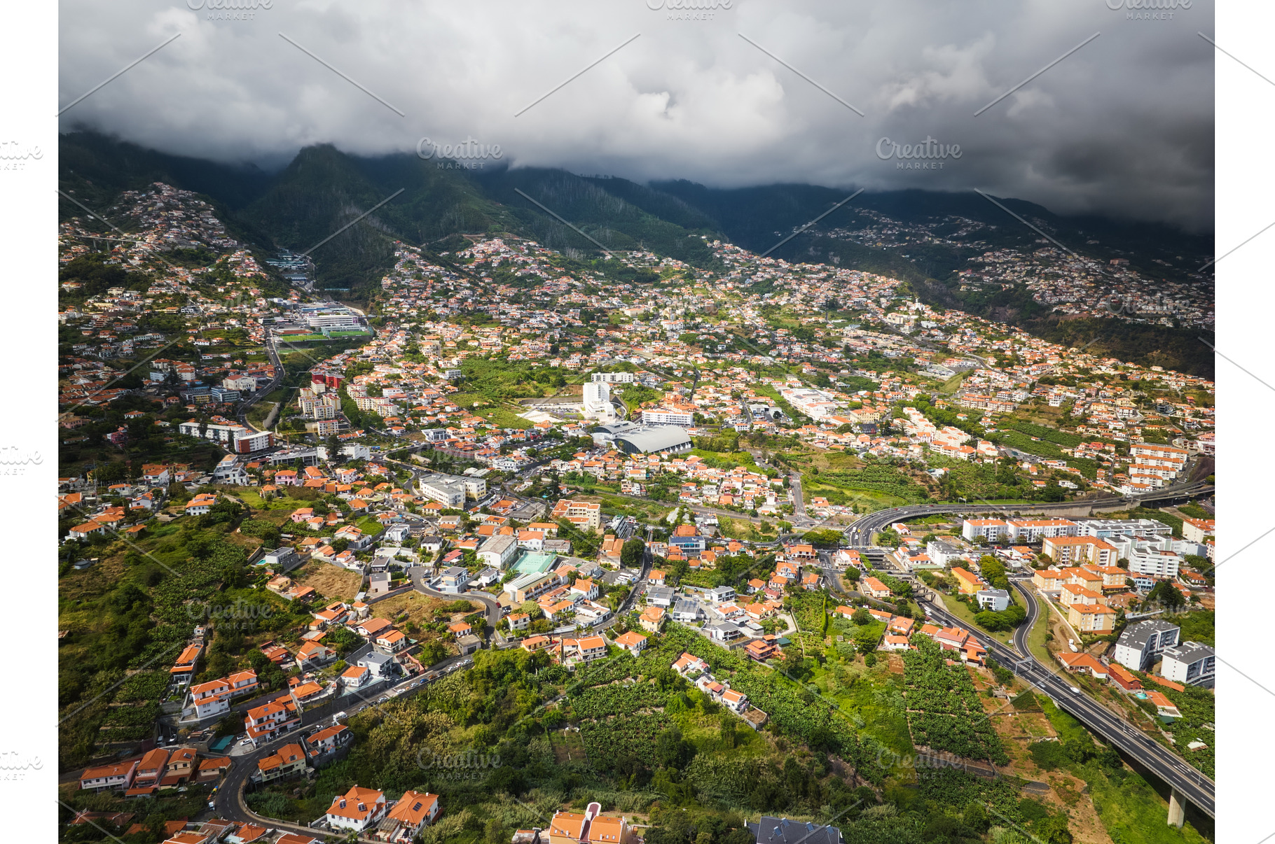 Aerial drone view of Funchal town, an Architecture Photo by f9photos