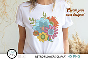 Retro Flower Clipart PNG, an Illustration by SLS Lines (Thumbnail 2 of 6)