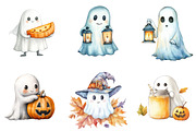 Cute Boho Fall Ghost Watercolor Clip, an Illustration by DreamArtGraphic (Thumbnail 2 of 5)
