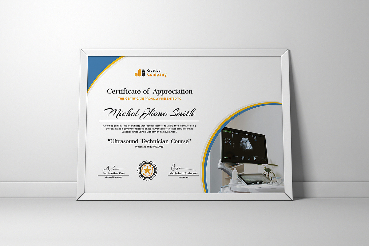 Ultrasound Technician Certificate, a Stationery Template by DesignDevisers (Photo 6 of 10)
