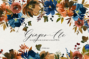 Ginger Ale Watercolor Flowers PNG, a Decorative Illustration by whiteheartdesign (Thumbnail 1 of 7)