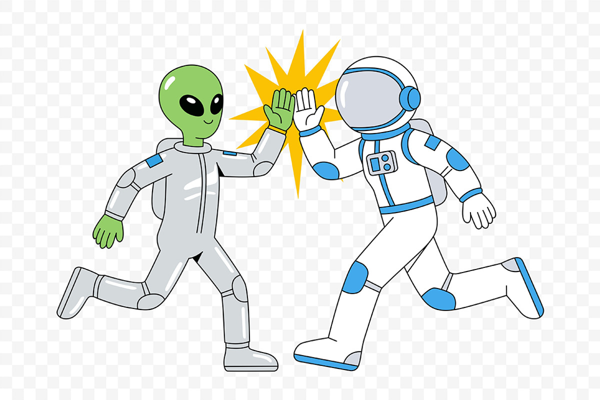 Space Friends High Five Cartoon, a Person Illustration by Partikusi Design (Photo 3 of 3)
