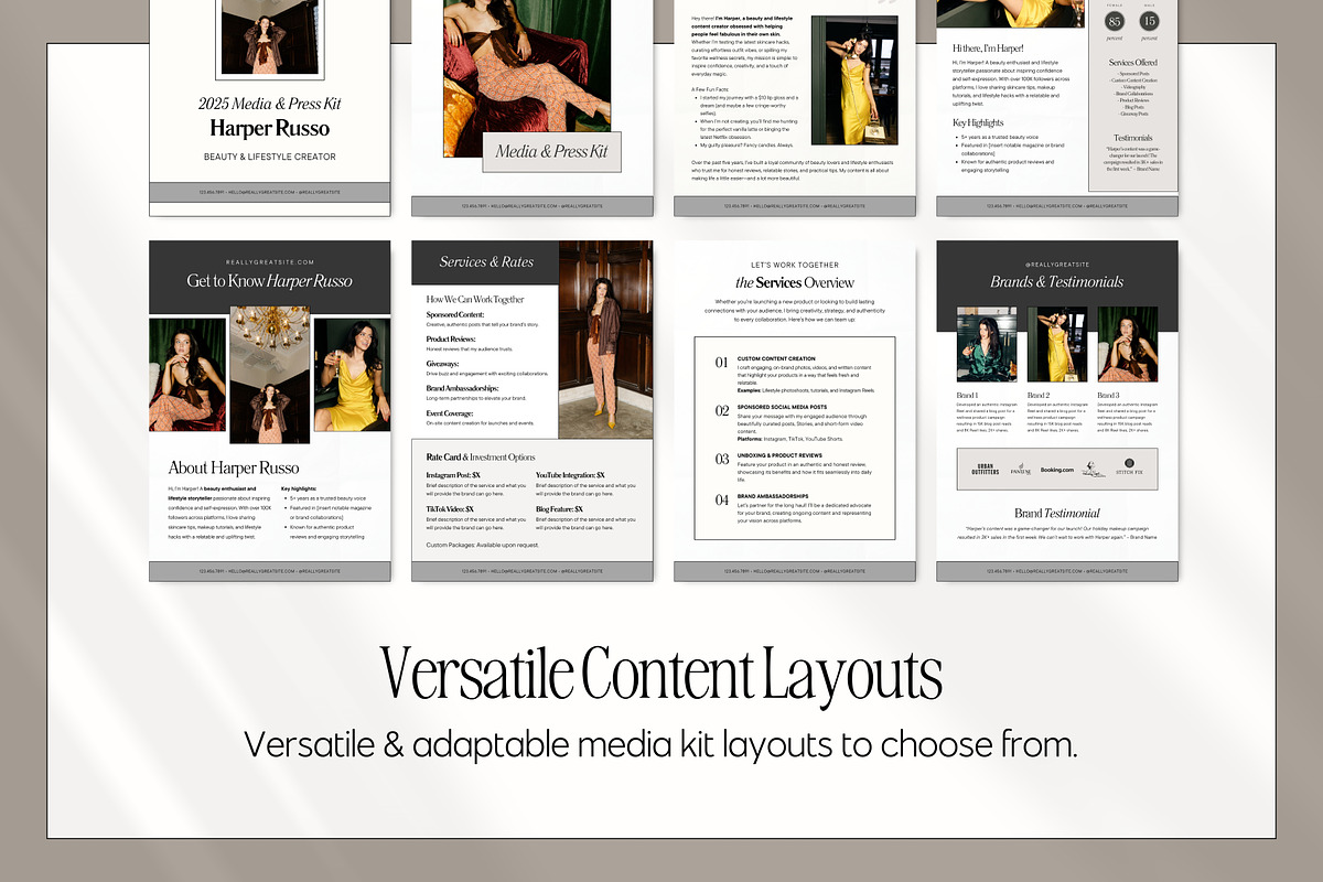 Influencer Media Kit Canva Templates, a Presentation Template by Fallon Gerst (Photo 7 of 12)