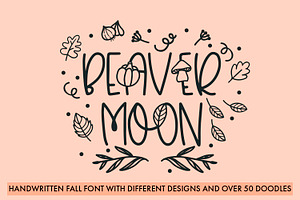 Beaver Moon - Fall Font With Doodles