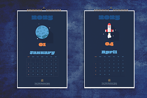 2025 Wall Calendar Kids Space Theme