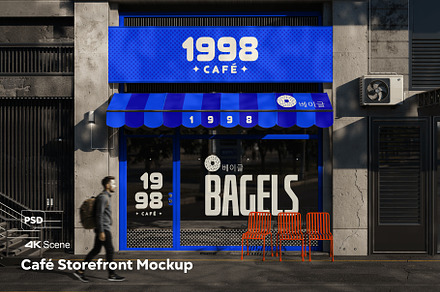 Cafe Storefront Mockup, an Advertising Mockup by megostudi0