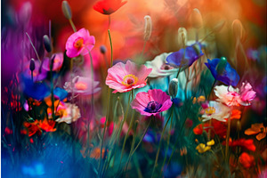 Whimsical Abstract Wild Flowers