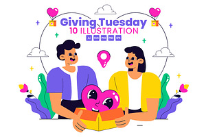 10 Happy Giving Tuesday Illustration, a Person Illustration by denayunebgt