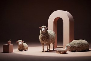 Three woolly sheep with studio setup, an Animal Photo by zahidhossainalif