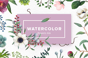 Watercolor Flowers Mix