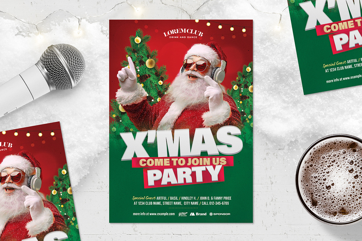 Christmas Party Flyer Template, a Flyer Template by BrandPacks (Photo 1 of 5)