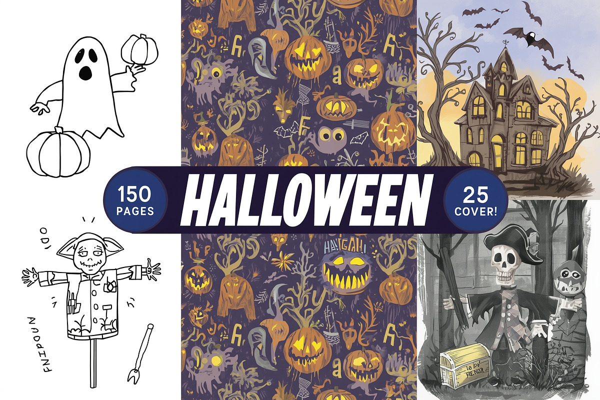 Halloween Ghost & Skeleton Art, an Illustration by hafijul (Photo 1 of 26)