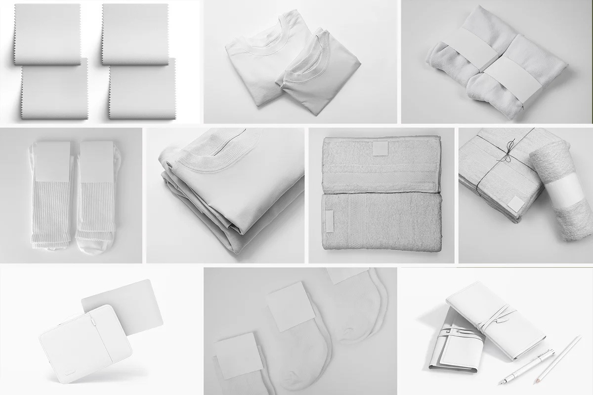 BUNDLE Mock Ups fabric textile, an Advertising Mockup by AnastasiyaOleynik (Photo 3 of 11)