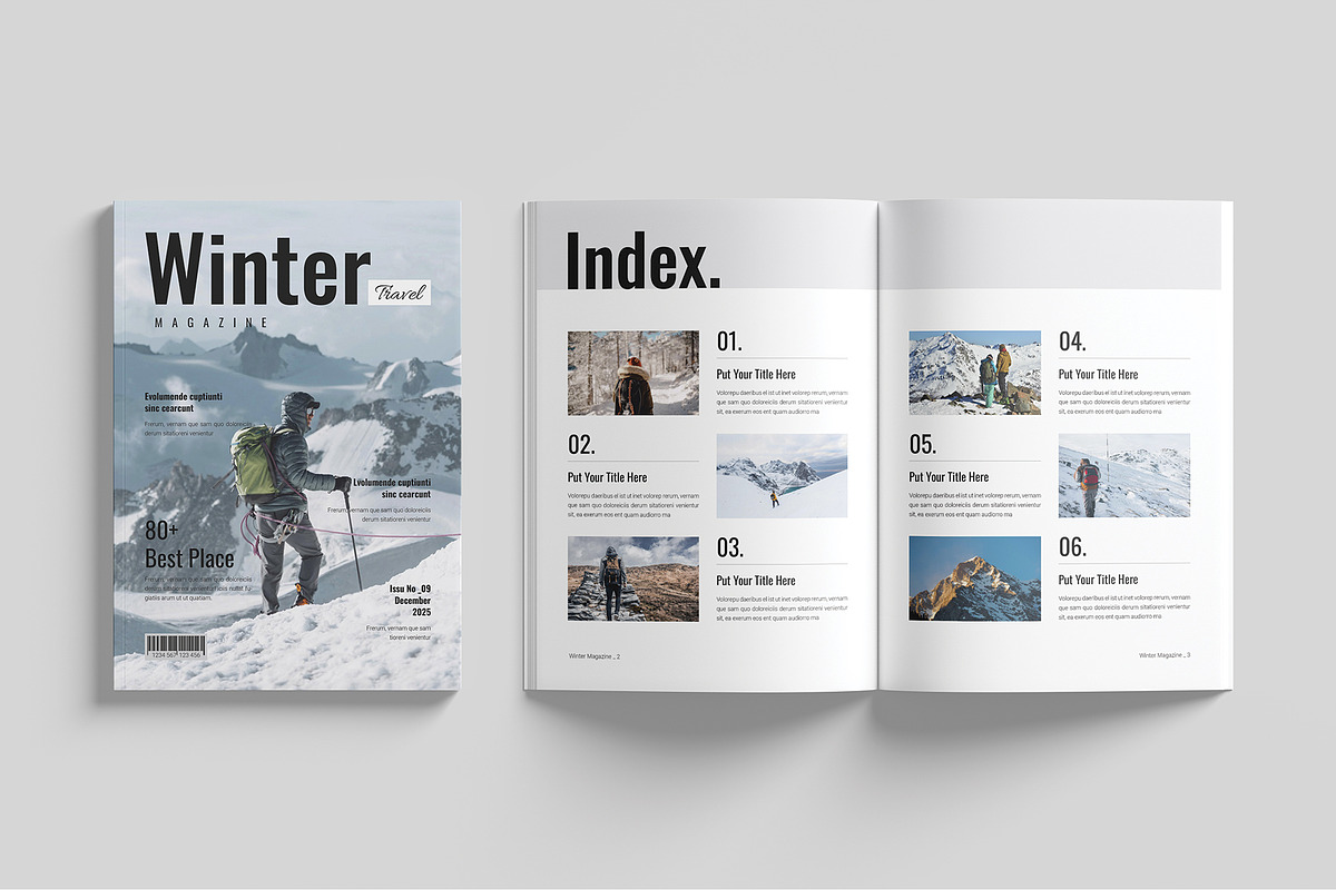 Winter Travel Magazine Template, a Magazine Template by Cleffon_Graphic_Studio (Photo 2 of 11)