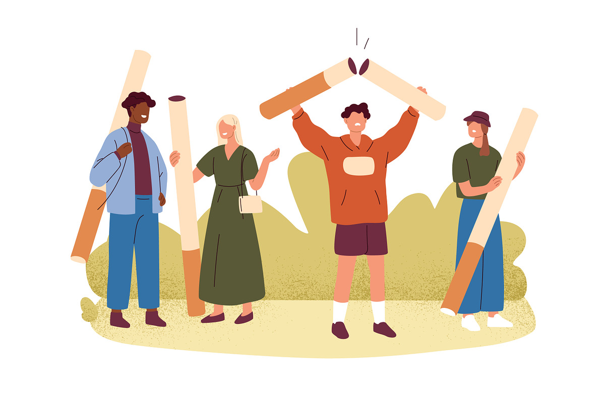 People quit smoking cigarettes set, a Healthcare Illustration by Good Studio (Photo 2 of 5)