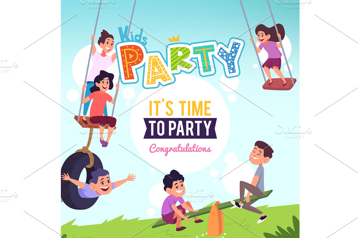 Kids party. background with kids on, a Person Illustration by Onyx