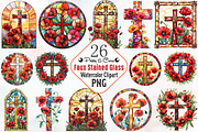 Poppy & Cross Faux Stained Glass, an Illustration by RobertsArt (Thumbnail 1 of 7)