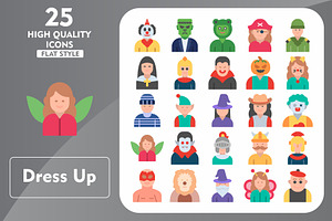 25 Dress Up Flat Icons, an Icon by Pexelpy
