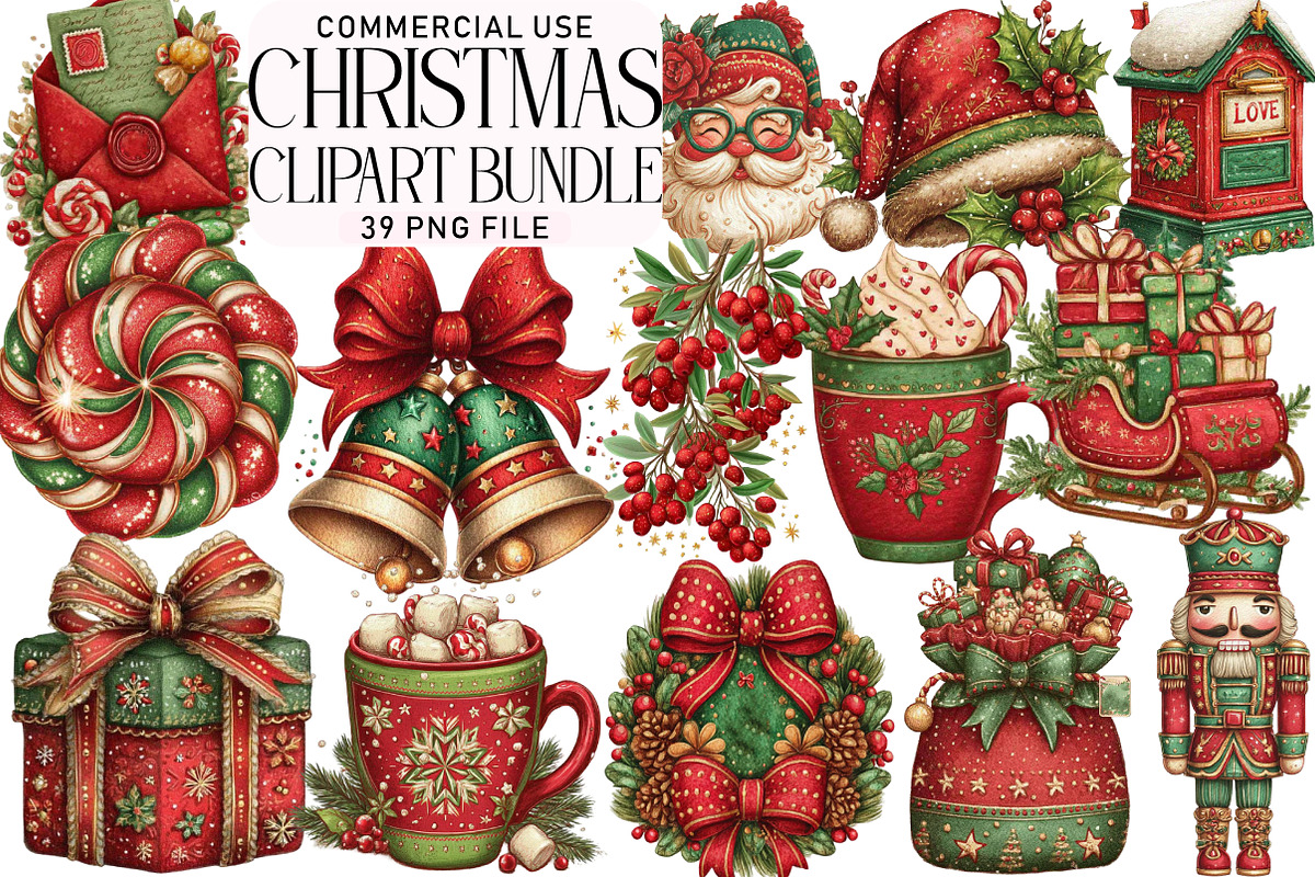 Christmas Clipart Bundle, an Illustration by Daily.Designs (Photo 1 of 5)