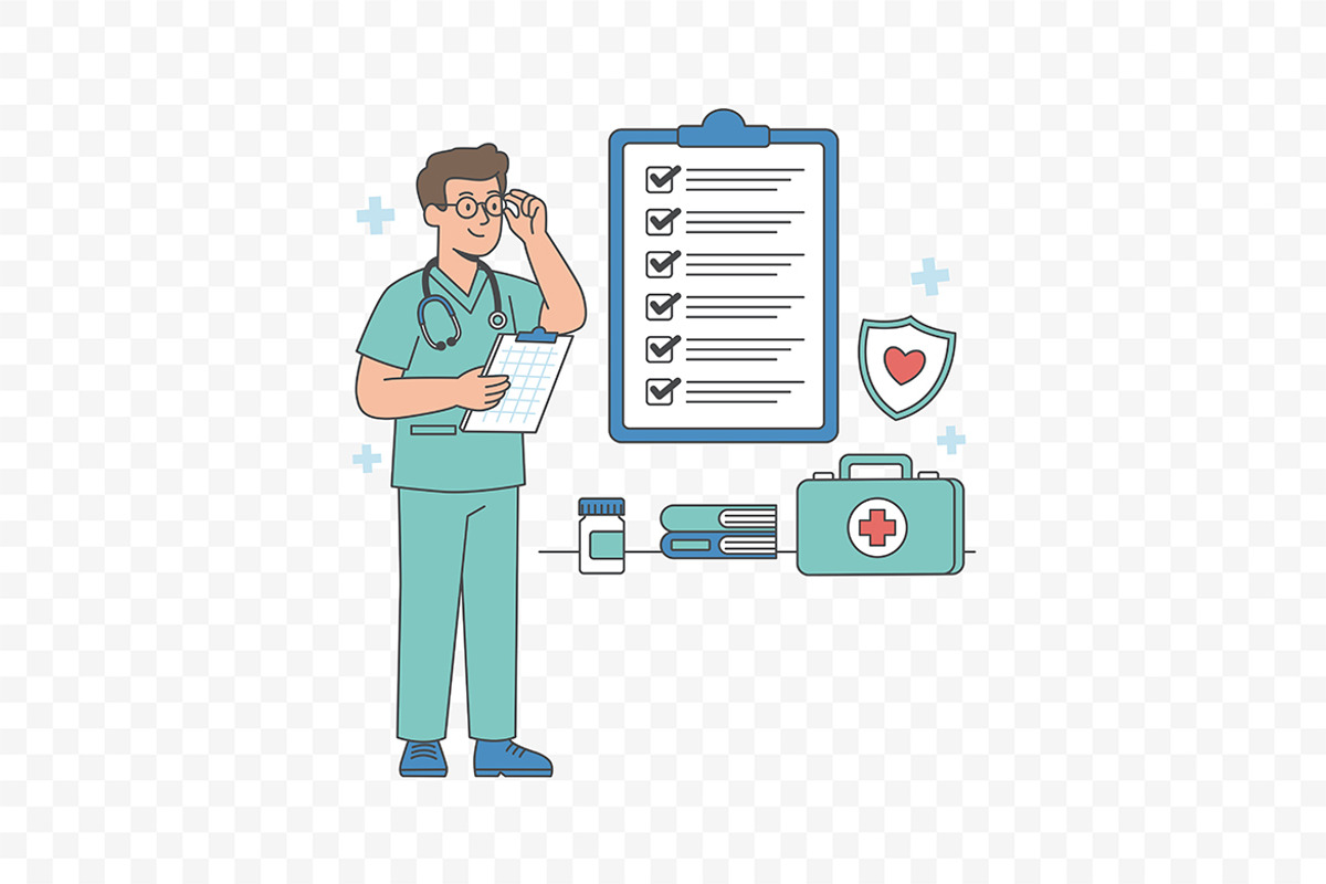 Doctor Analyzing Medical Report, a Healthcare Illustration by Partikusi Design (Photo 2 of 3)