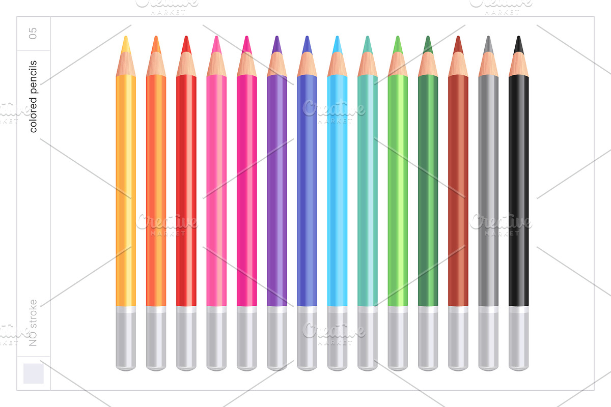 Vector Colored Crayons & Pencils, an Object Graphic by Side Project (Photo 12 of 14)