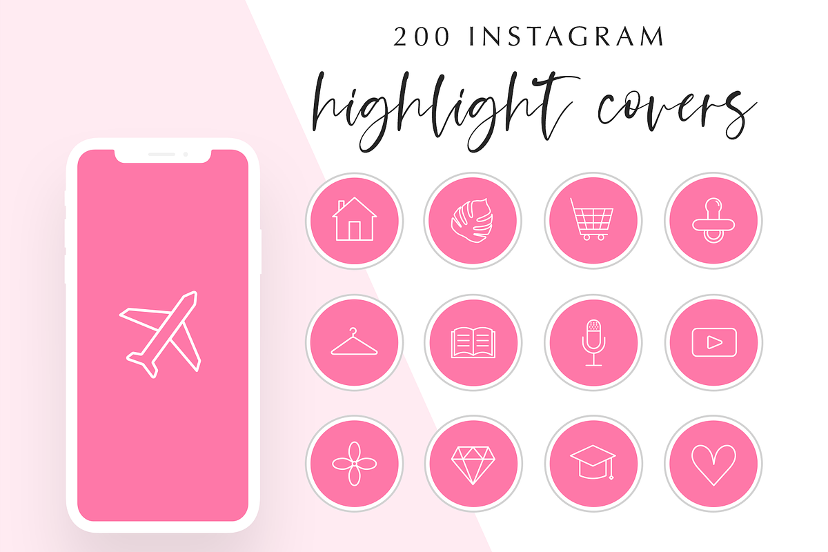 200 Instagram Story Highlight Covers, a Social Media Template by Blog&Glow (Photo 1 of 4)