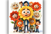 Flowers and Friends, a Person Illustration by Sharon Schwalbe (Thumbnail 4 of 5)