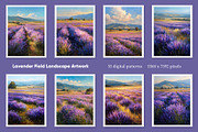 Lavender Field Landscape Artwork, a Decorative Illustration by Housui Patterns (Thumbnail 2 of 12)