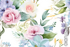 PASTEL ROSES 4. Bundle Of 8 Seamless