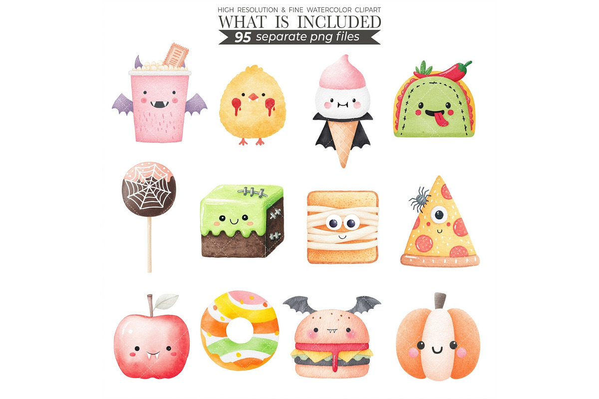 Watercolor Halloween Treats Clipart, an Illustration by CharmClipart (Photo 7 of 10)