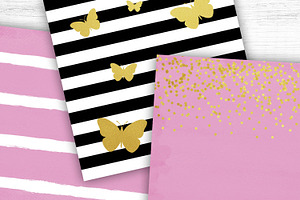 Pink And Gold Digital Papers